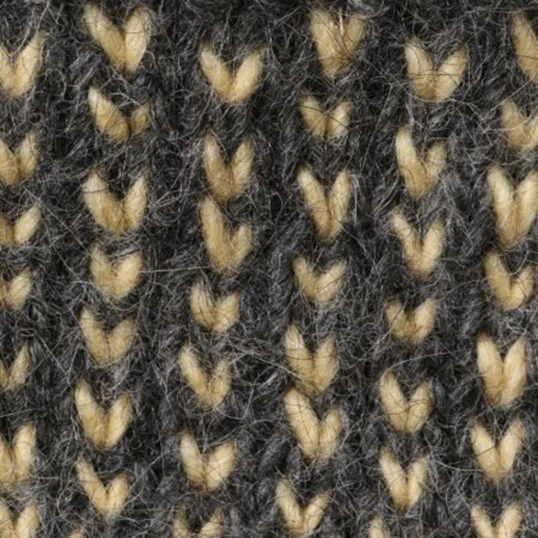 手編み ハンドメイド ウール ニット キャップ フリーサイズ / 帽子 ワッチ ニット帽 バーズアイ 三つ編み ポンポン付き ストラップ 2トーン メンズの帽子(ニット帽/ビーニー)の商品写真
