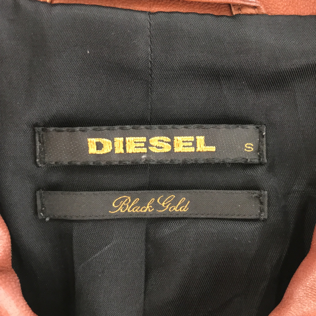 DIESEL(ディーゼル)のディーゼル ブラックゴールド レザーシングルライダース ジャケット S レディースのジャケット/アウター(ライダースジャケット)の商品写真