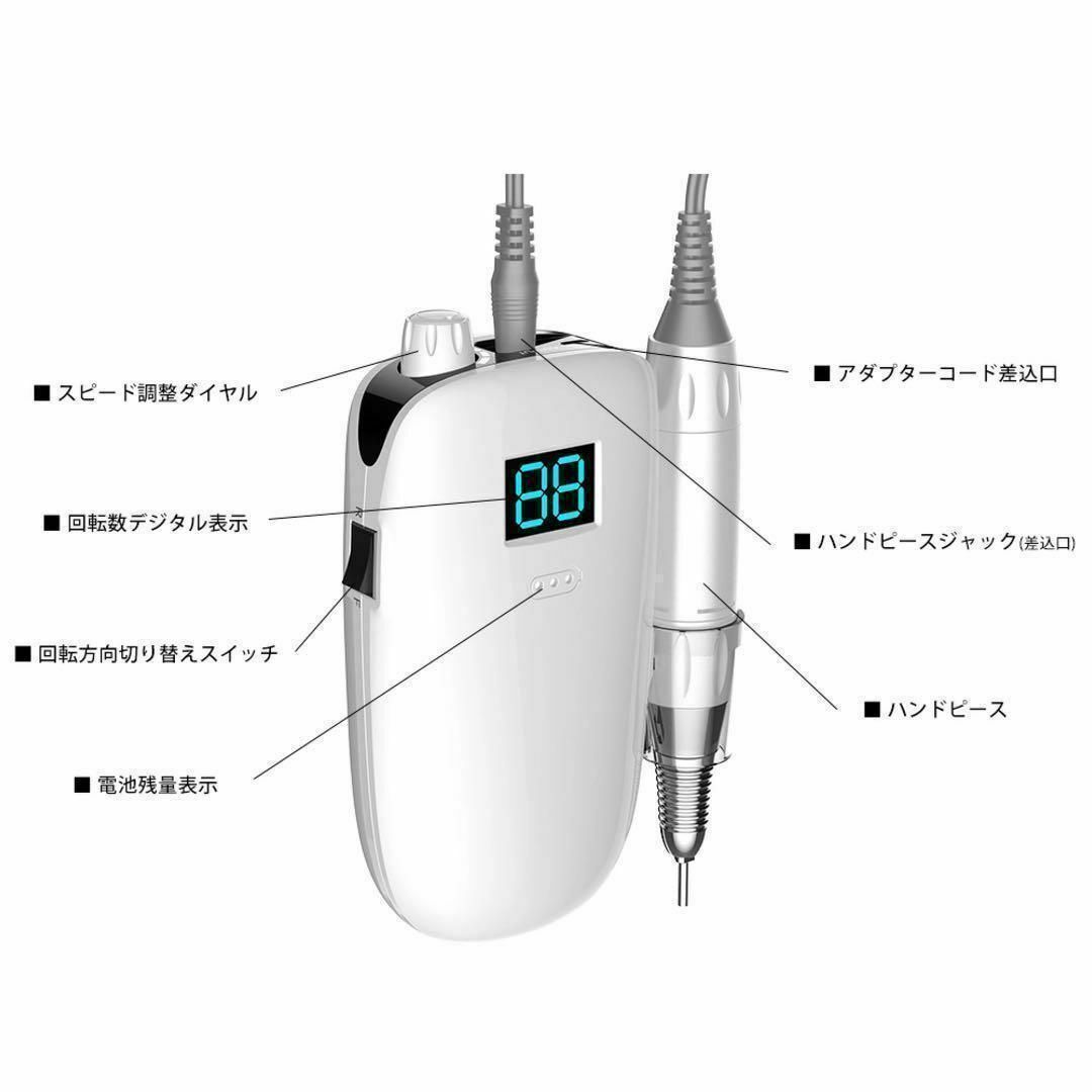 ネイルマシーン ネイルマシン ホワイト ジェルネイル セルフ ケア 充電式 用品 コスメ/美容のネイル(ネイルケア)の商品写真