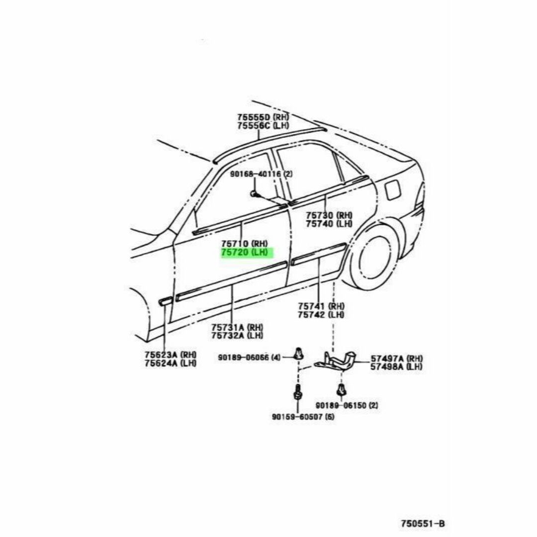 自動車トヨタ アルテッツァ GXE1# フロントドア ベルト モールディング