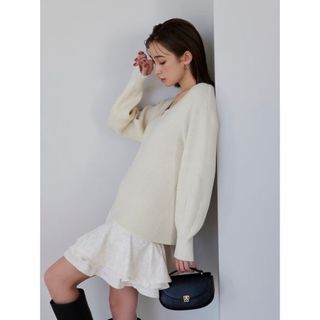 美品♡スナイデル　ワイドリブニットミニワンピース　くすみピンク　モカ♡