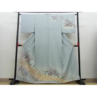 平和屋野田店■訪問着　風景草花文　金彩　暈し染め　逸品　n-cw0654(着物)