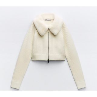 ZARA - ZARA フェイクファーカラーニットセーター Sの通販 by ZARA - ZARA フェイクファーカラーニットセーター Sの通販 by