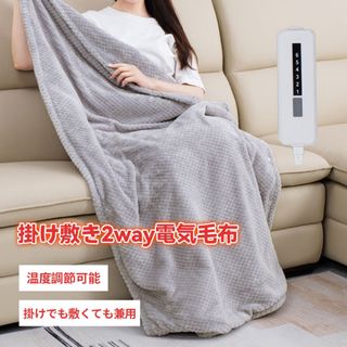 電気毛布 掛け敷き 2way ひざ掛け 温度調節 タイマー付　90cm×60cm(電気毛布)