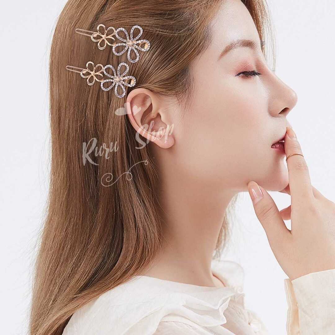 3連ハート パールヘアピン ヘアクリップ 韓国 量産型 ゆめかわ 二点