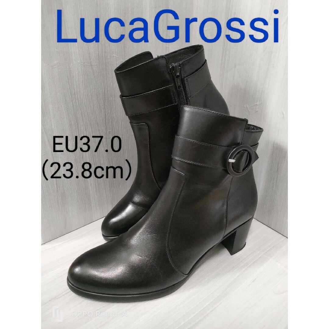 LucaGrossi(ルカグロッシ)の【LucaGrossi】1度使用レザーブーツブラック　EU37.0（23.8） レディースの靴/シューズ(ブーツ)の商品写真