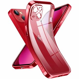 【色: レッド】Supdeal クリスタル クリアな透明電話ケース対応iPhon(その他)