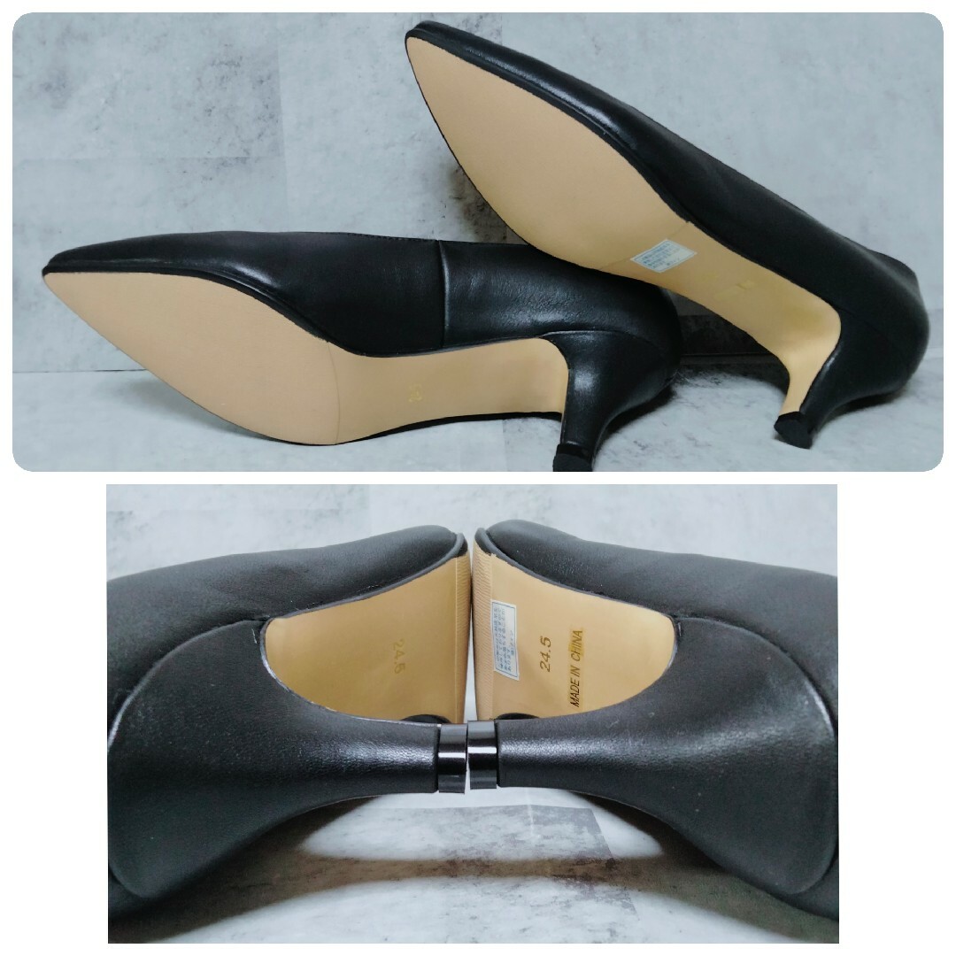 Fin(フィン)の【未使用】Fin 低反発スポンジ入り 本革ポインテッドパンプス 24.5 E レディースの靴/シューズ(ハイヒール/パンプス)の商品写真