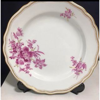 マイセン(MEISSEN)のマイセン  単色 パープルピンク   フラワーブーケ 縁の金彩装飾あり(食器)