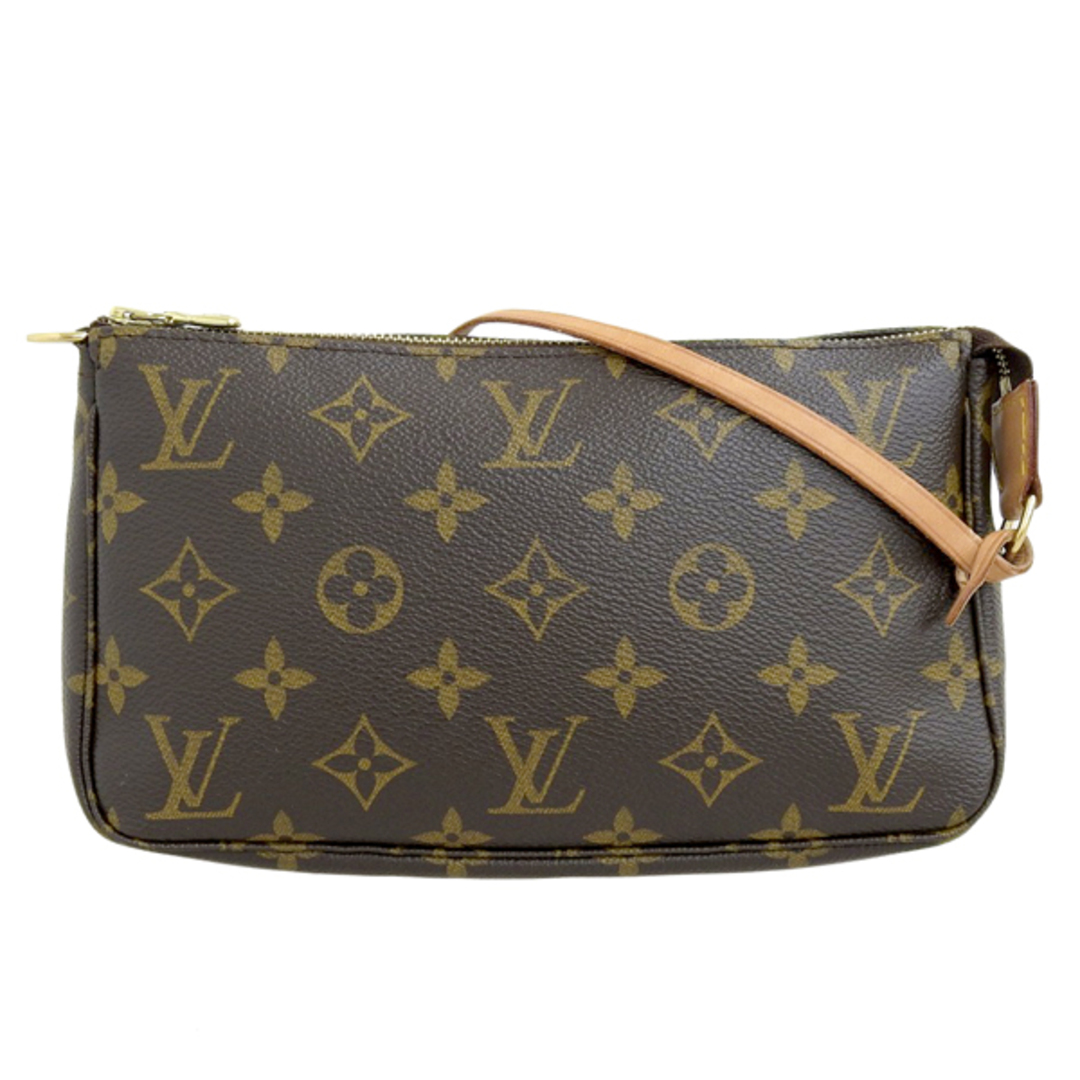 レディースLOUIS VUITTON ルイヴィトン モノグラム ポシェット アクセソワール ポーチ M51980 ブラウン gy