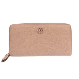 グッチ(Gucci)の【中古】Gucci グッチ GGマーモント レザー ラウンドファスナー 長財布 456117 ピンク gy(その他)