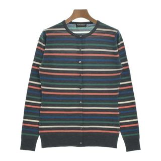 ジョンスメドレー(JOHN SMEDLEY)のJOHN SMEDLEY カーディガン M グレーx緑x青等(ボーダー) 【古着】【中古】(カーディガン)