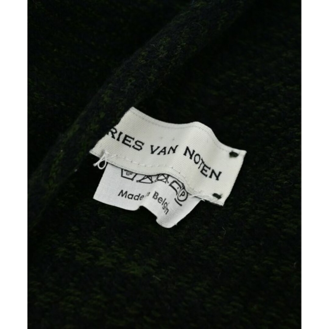 DRIES VAN NOTEN(ドリスヴァンノッテン)のDRIES VAN NOTEN マフラー - 黒xカーキ(総柄) 【古着】【中古】 メンズのファッション小物(マフラー)の商品写真