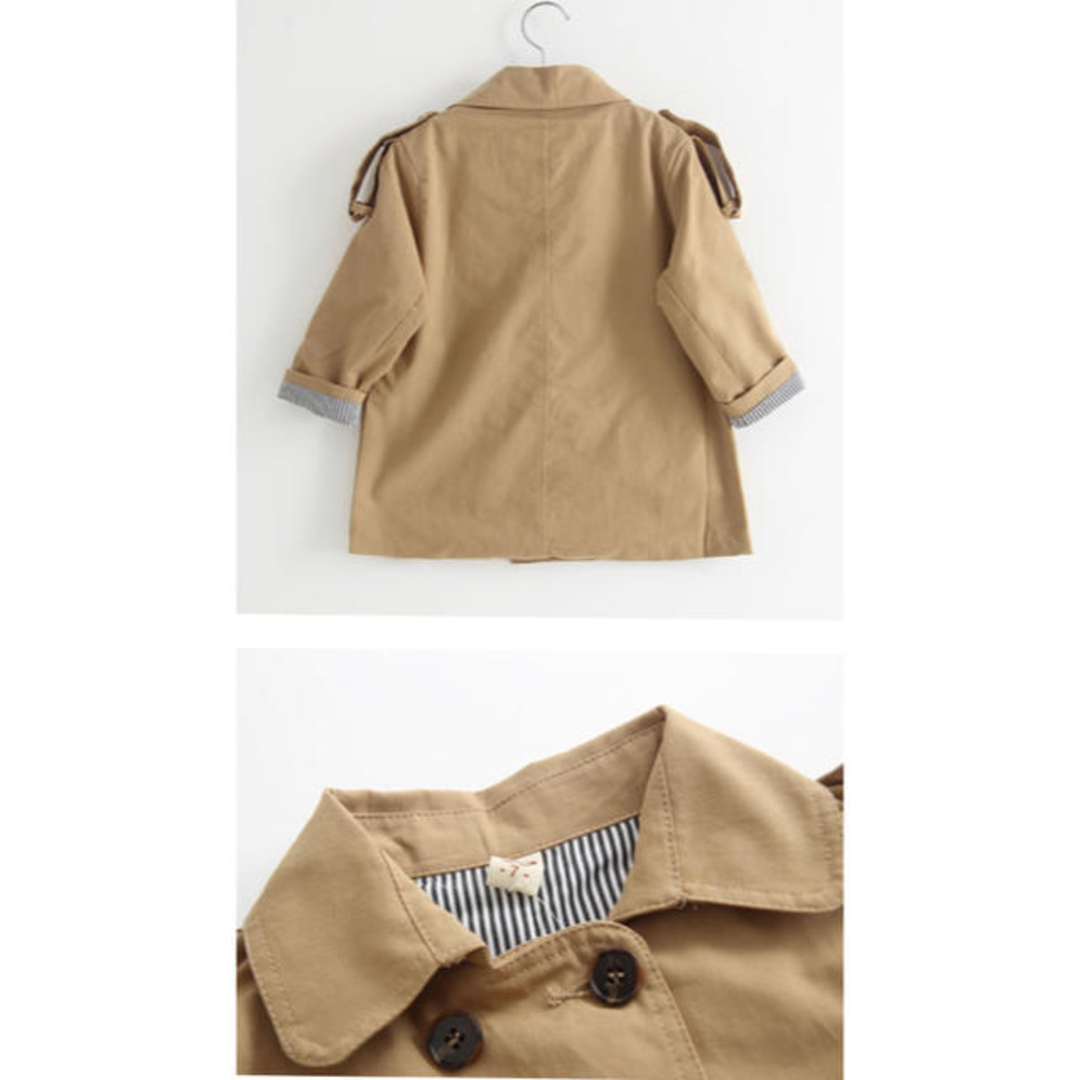 120 キッズ ベージュ トレンチコート アウター 韓国 子供服  美品 キッズ/ベビー/マタニティのキッズ服女の子用(90cm~)(コート)の商品写真