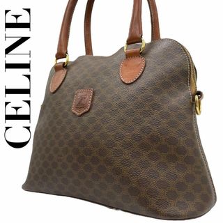 セリーヌ(celine)の美品　CELINE オールドセリーヌ　ハンドバッグ　マカダム　ドーム型　ブラウン(ハンドバッグ)