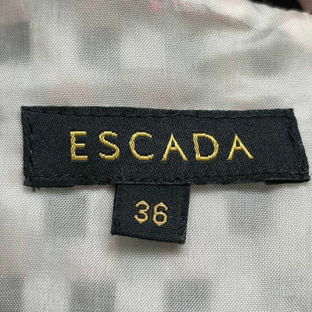 ESCADA(エスカーダ)のESCADA (36) 総柄 刺繍 チェック柄 ワンピース ブラック ピンク レディースのワンピース(ひざ丈ワンピース)の商品写真