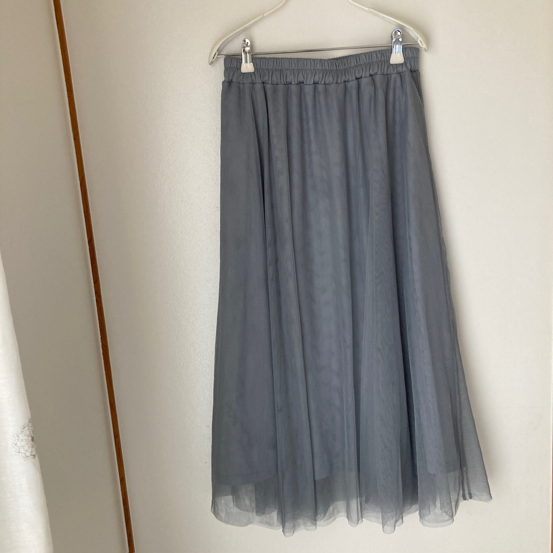 しまむら(シマムラ)のレディース　L　しまむら　チュールスカート　ロングスカート　水色　ウエストゴム レディースのスカート(ロングスカート)の商品写真