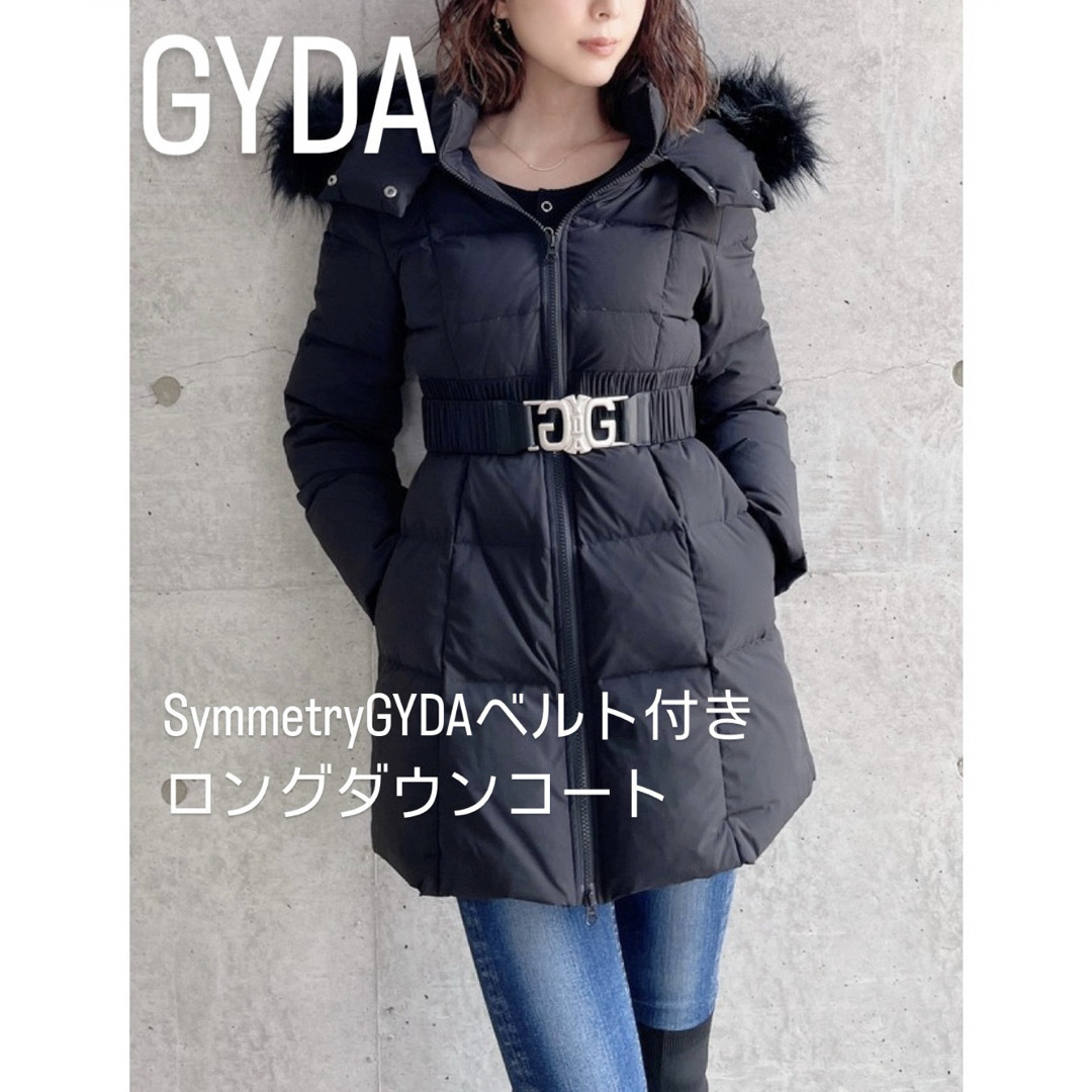 ジャケット/アウターGYDA   Symmetry  ベルト付き ロングダウンコート ブラック