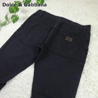 ドルチェアンドガッバーナ(DOLCE&GABBANA)のドルチェ&ガッバーナ　ストレート　チノパン　メタルパッチ　50　黒　イタリア製(チノパン)