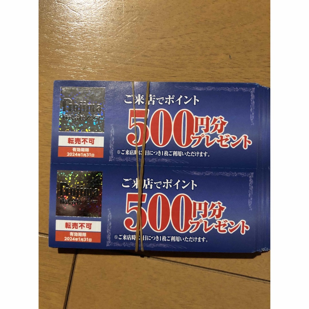 ノジマ　500ポイント券　6枚　3000円分　1月31日まで チケットの優待券/割引券(ショッピング)の商品写真