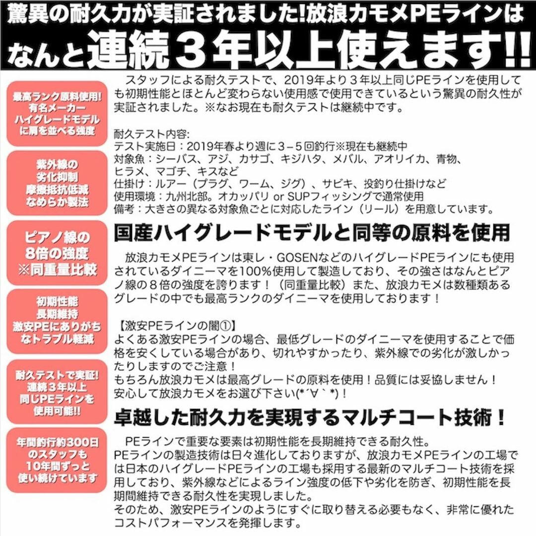 放浪カモメ PEライン 釣り糸 1号 1000M 5色 マルチカラー 4本編 1 スポーツ/アウトドアのフィッシング(釣り糸/ライン)の商品写真