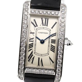 カルティエ(Cartier)のカルティエ CARTIER WB707331 タンクアメリカンSM K18WG ダイヤベゼル クォーツ レディース _792287(腕時計)