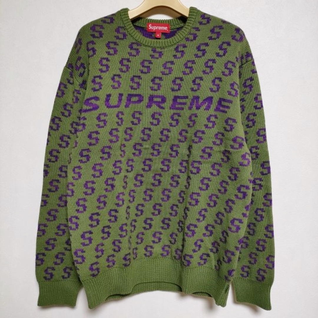 Supreme(シュプリーム)のSupreme S Repeat Sweater M 総柄 セーター ニット 21SS グリーン パープル メンズ シュプリーム【中古】4-0106M∞ メンズのトップス(ニット/セーター)の商品写真