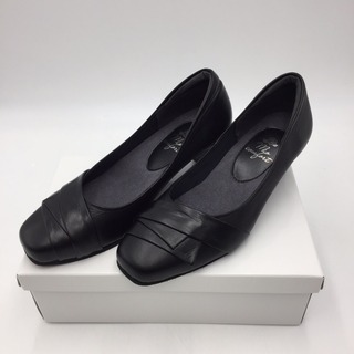 パンプス 婦人靴.net Mio comfort 甲高 5E 巻帯デザインパンプス 25.0cm up60 ブラック 美品(ハイヒール/パンプス)