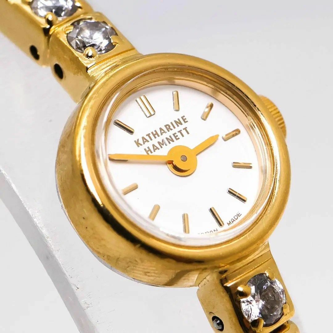 《人気》キャサリンハムネット 腕時計 ホワイト バングル ストーン ジュエリーn