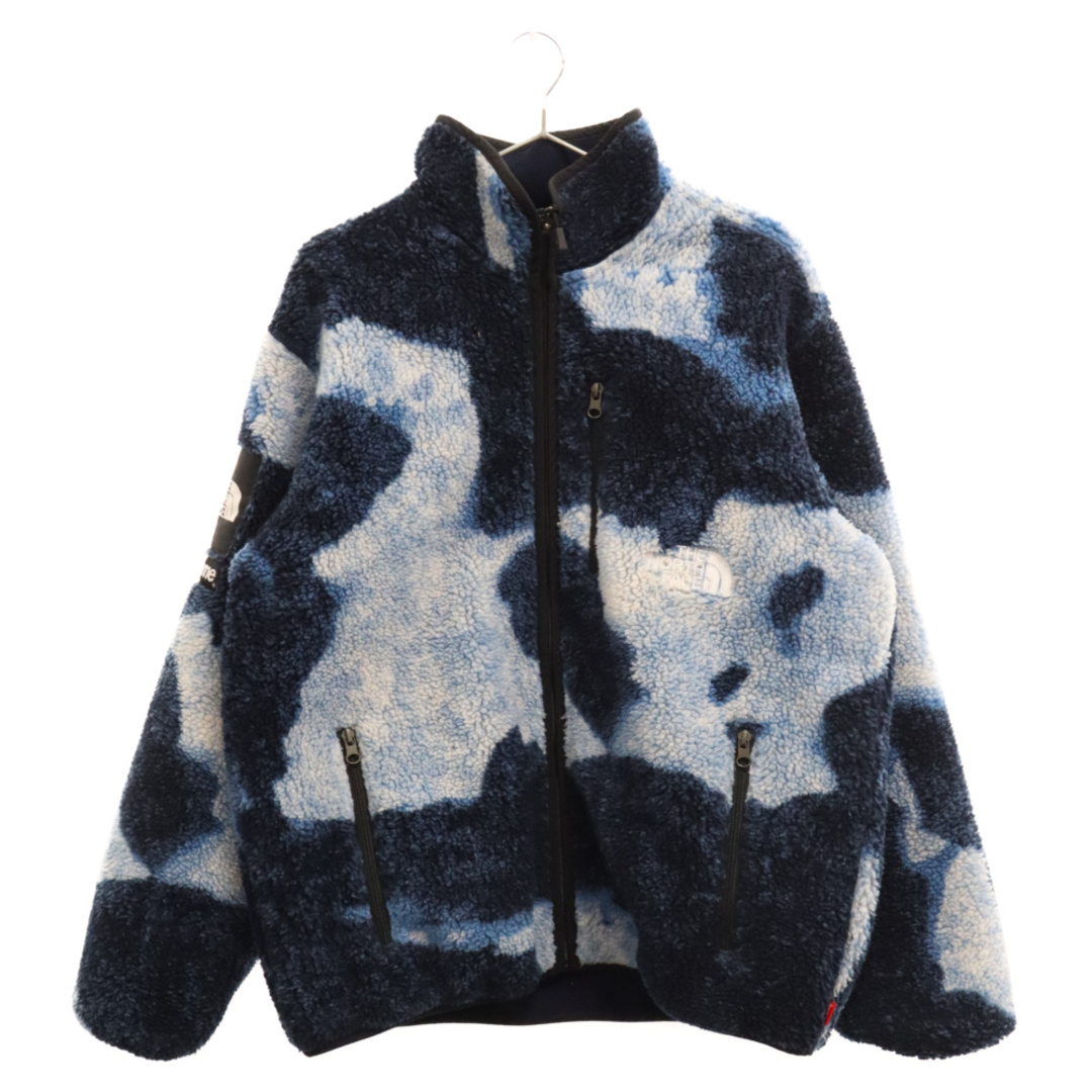 499センチ袖丈SUPREME シュプリーム 21AW×THE NORTH FACE Bleached Denim Print Fleece Jacket ブリーチドデニムプリントフリースボアジャケット NA52100I ブルー