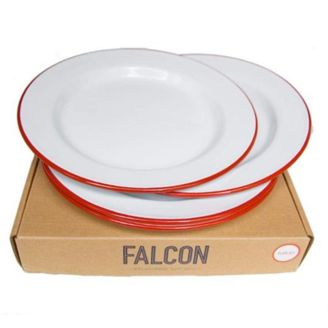 Falcon(ファルコン)のFALCON ファルコン ホウロウ 4枚セット 赤 インテリア/住まい/日用品のキッチン/食器(食器)の商品写真