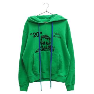 オフホワイト(OFF-WHITE)のOFF-WHITE オフホワイト 19AW Public Television Hoodie プルオーバーパーカー グリーン OMBB034F19E30018(パーカー)