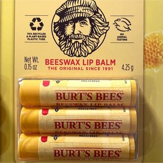 バーツビーズ(BURT'S BEES)の【新品】バーツビーズ　100％ナチュラル　リップバーム　３本セット　ペパーミント(リップケア/リップクリーム)