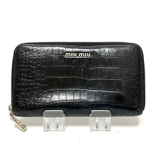 ミュウミュウ(miumiu)のmiumiu(ミュウミュウ) 長財布 - 黒 レザー(財布)