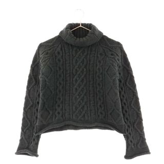 マルタンマルジェラ(Maison Martin Margiela)のMartin Margiela マルタンマルジェラ 21AW Cropped Cable-knit クロップド ケーブルニット 長袖セーター タートルネック グリーン S51GP0229 レディース(ニット/セーター)