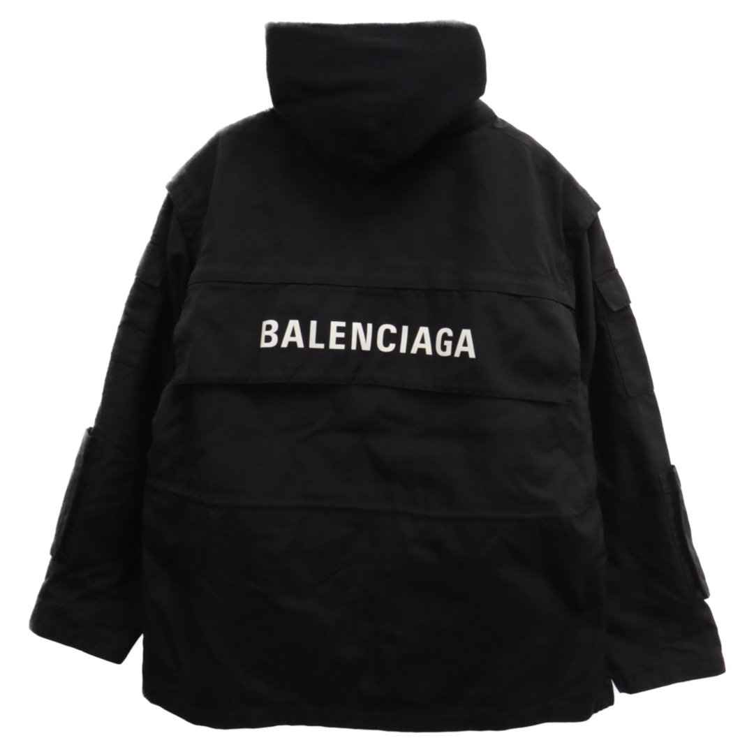 Balenciaga(バレンシアガ)のBALENCIAGA バレンシアガ 23SS Technical Fabric Oversized Parka ALL IN ロゴプリント ドッキングナイロン パーカー ジャケット ブラック 746450 メンズのジャケット/アウター(フライトジャケット)の商品写真