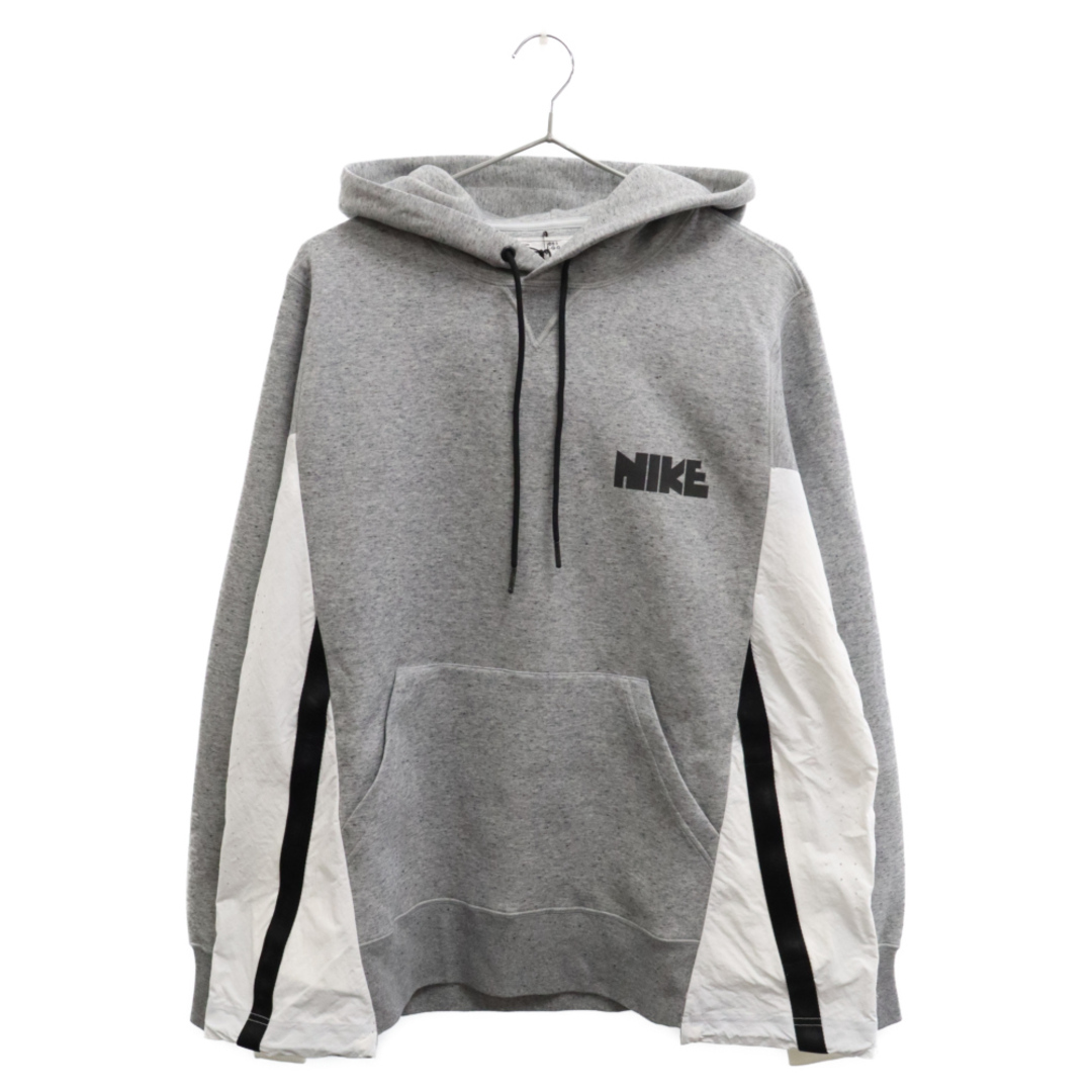 Sacai サカイ 21AW×NIKE NYLON DOCCING SWEAT HOODIE CV5727-063×ナイキ  ナイロンドッキングスウェットプルオーバーフーディ 再構築パーカー グレー | フリマアプリ ラクマ