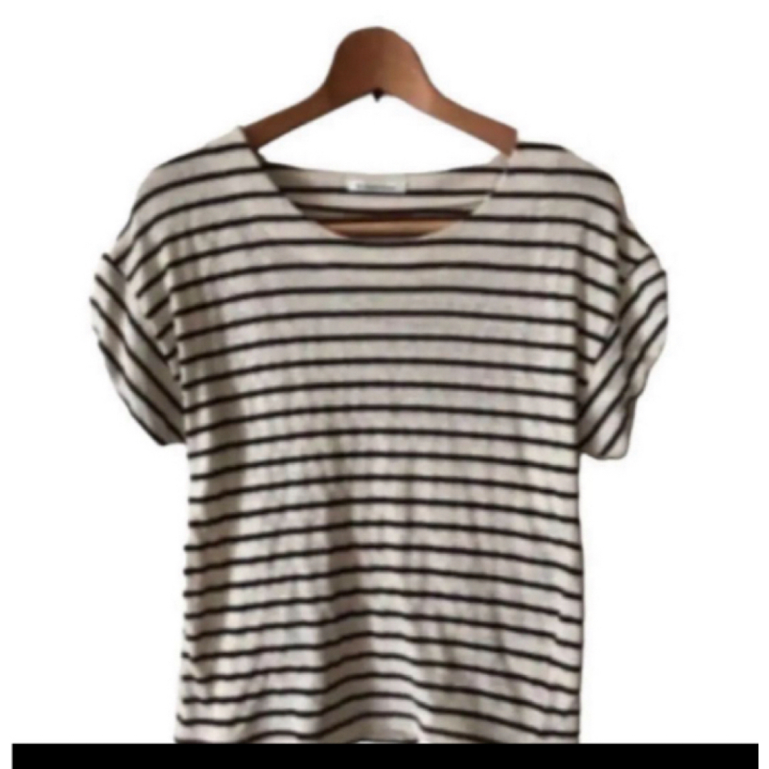 最終値　ボーダーTシャツ　サマーニット　春服　夏服　半袖　半袖 レディースのトップス(Tシャツ(半袖/袖なし))の商品写真