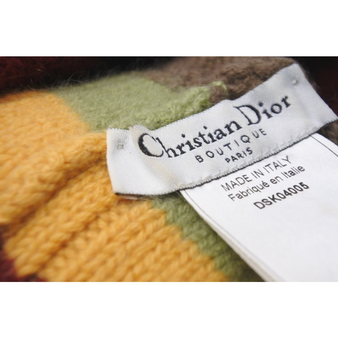 Christian Dior クリスチャンディオール ニットキャップ 帽子 DSK04005 ジョンガリアーノ カシミヤ ラスタカラー 美品  59437頭回り