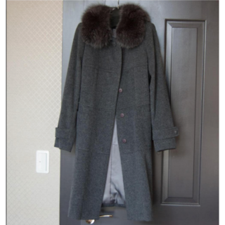 サンヨー(SANYO)のフォックスファー付 ウールのコート SANYO(毛皮/ファーコート)