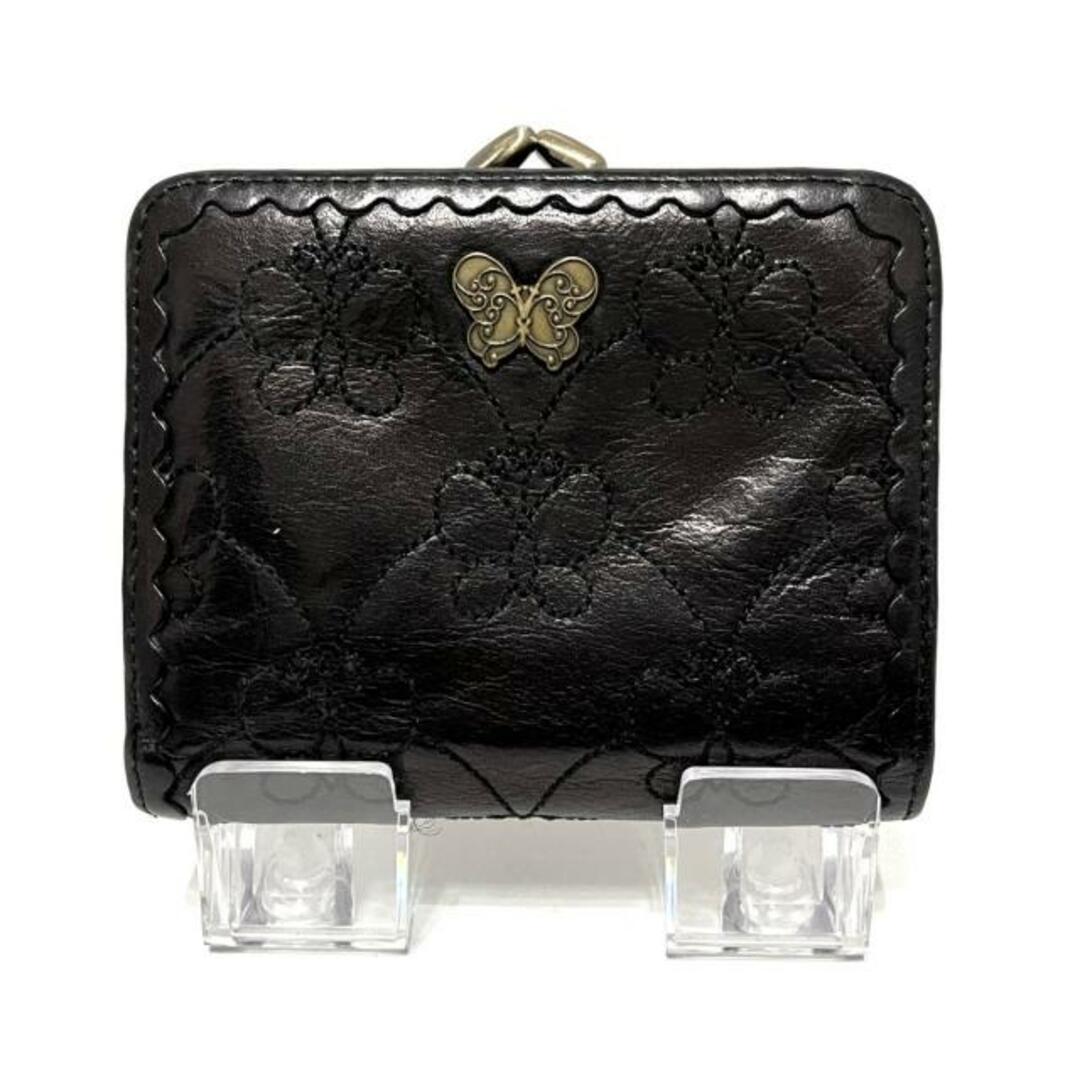 アナスイ 2つ折り財布 - 黒 レザー | フリマアプリ ラクマ