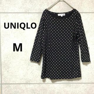 ユニクロ(UNIQLO)の☆ユニクロ☆ドット柄七分袖シャツ　カットソー　薄手ブラウス　オフィス　スーツ(シャツ/ブラウス(長袖/七分))