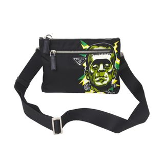 プラダ(PRADA)のPRADA プラダ ショルダーバッグ ユニバーサル フランケン ブラック トライアングルロゴ ナイロン 美品 中古 59244(ハンドバッグ)