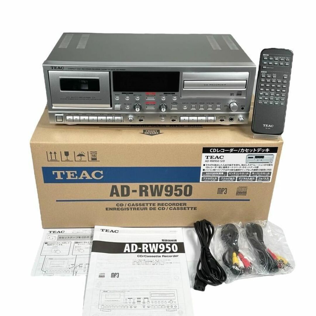 オーディオ機器優良品 TEAC CDレコーダー/カセットデッキ AD-RW950-S