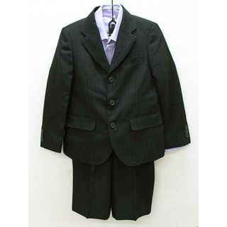 【値下げ!】♪オリバーハウス/OLIVER HOUSE♪120cm スーツ3点セット 黒×ベージュ系＆紫×白 フォーマル 入学式 卒園式 結婚式 発表会 謝恩会 冠婚葬祭【中古】子供服 キッズ kids 男の子 612122(その他)