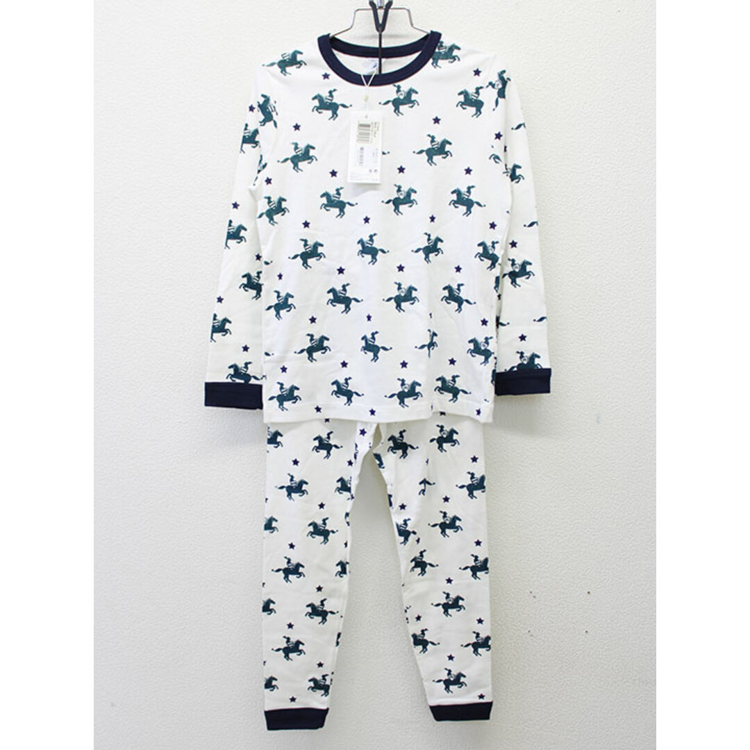 PETIT BATEAU(プチバトー)の【秋物 新入荷!】新品 未使用品▲プチバトー/PETIT BATEAU▲128cm(8ans) 長袖パジャマ上下セット/ルームウェア/寝間着/小物 白系 【ネット限定】子供 キッズ kids 男の子 春秋 511132 キッズ/ベビー/マタニティのベビー服(~85cm)(パジャマ)の商品写真