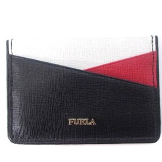 フルラ(Furla)のフルラ カードケース 名刺入れ レザー ロゴ ブラック ホワイト レッド(その他)