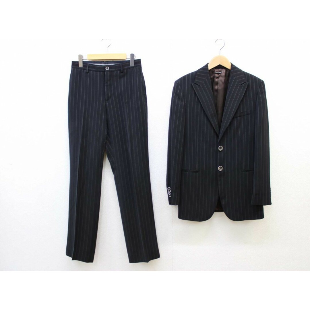 Giorgio Armani(ジョルジオアルマーニ)の【新入荷】‡GIORGIO ARMANI/ジョルジオアルマーニ‡ストライプ2Bスーツ/総裏/ビジネス/十分丈/長袖 ブラック/黒 メンズ 46【中古】春夏秋冬 biz 222132 メンズのスーツ(スラックス/スーツパンツ)の商品写真