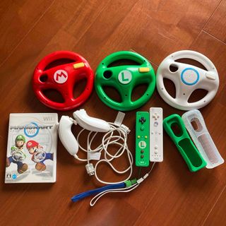 ウィー(Wii)のwii マリオカート　ソフト　ハンドルセット　中古(その他)