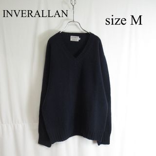 インバーアラン(INVERALLAN)のINVERALLAN ハンドニット Vネック ラム ウール セーター 英国製 M(ニット/セーター)